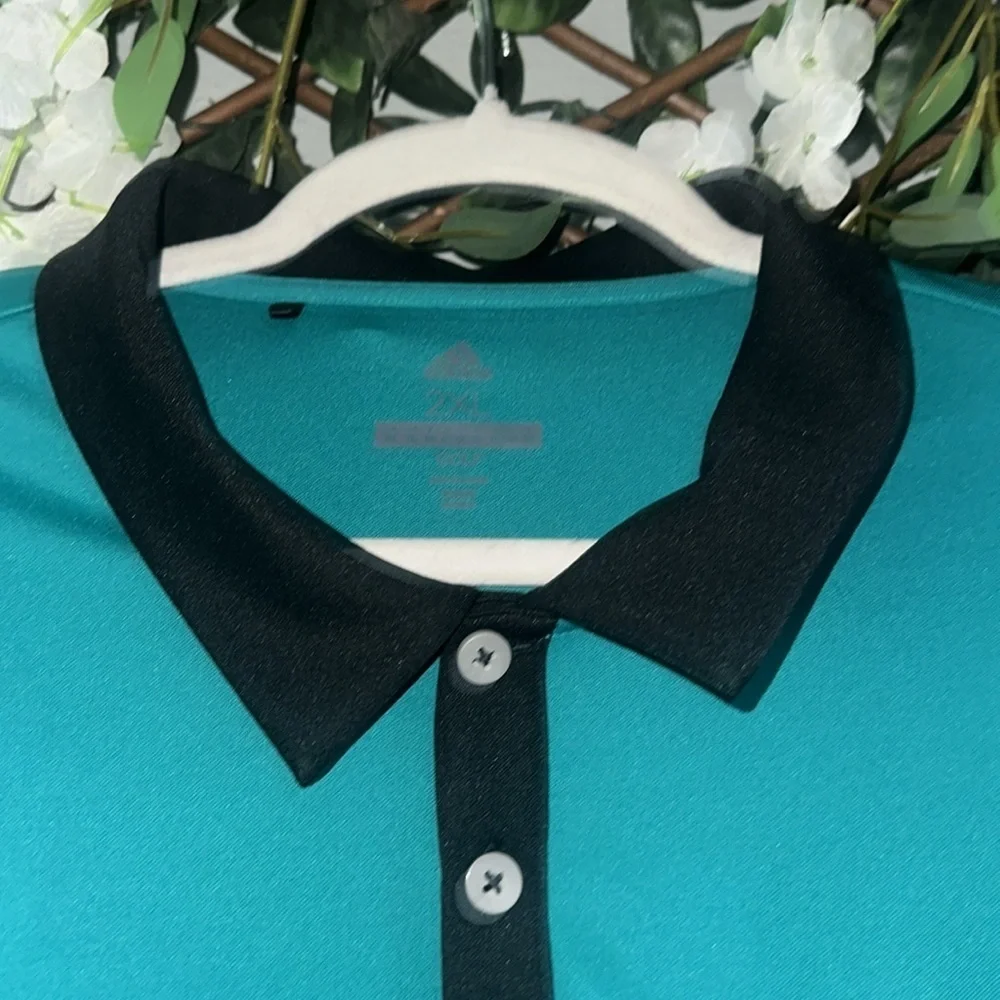 Adidas Blue and Black Polo Shirt Sporty Design